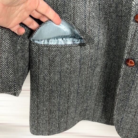 Boston Traders Men's Gray Wool Tweed Single Breasted Lined Sports Coat Blazer - Picture 3 of 15